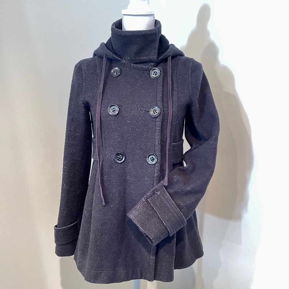 Theory Hooded Double Breasted Super Thick Sweatshirt Jacket